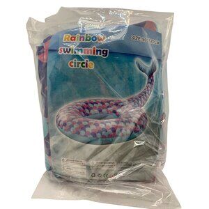 Rainbow Mermaid Swimming Circle Tube For Pool & Beach Scales Design 90-120CM